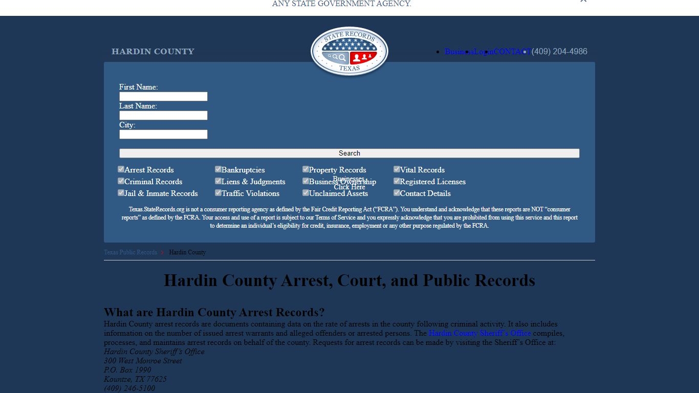 Hardin County Arrest, Court, and Public Records